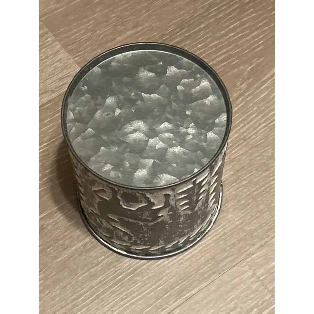 Small Rustic Farmhouse Style Christmas Tin for Decorating